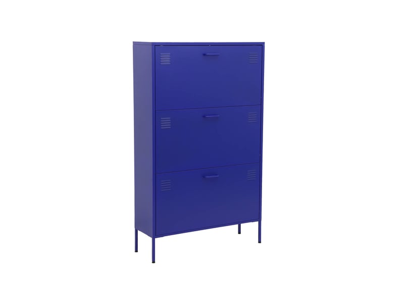  Meuble à chaussures industriel métal 3 abattants bleu électrique - alabama  - Conforama A