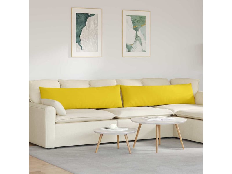  Lot de 2 coussins de canapé, coussins décoratifs tissu jaune clair 145 x 40 cm cf58887  - Conforama B