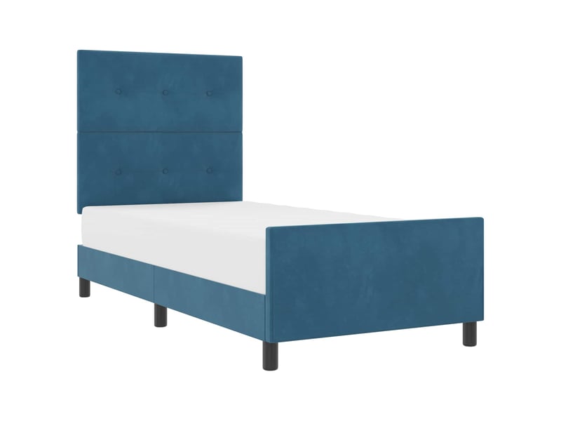  Lit simple- lit adulte -  lit à ressorts avec tête de lit bleu foncé 100 x 200 cm velours  - Conforama A