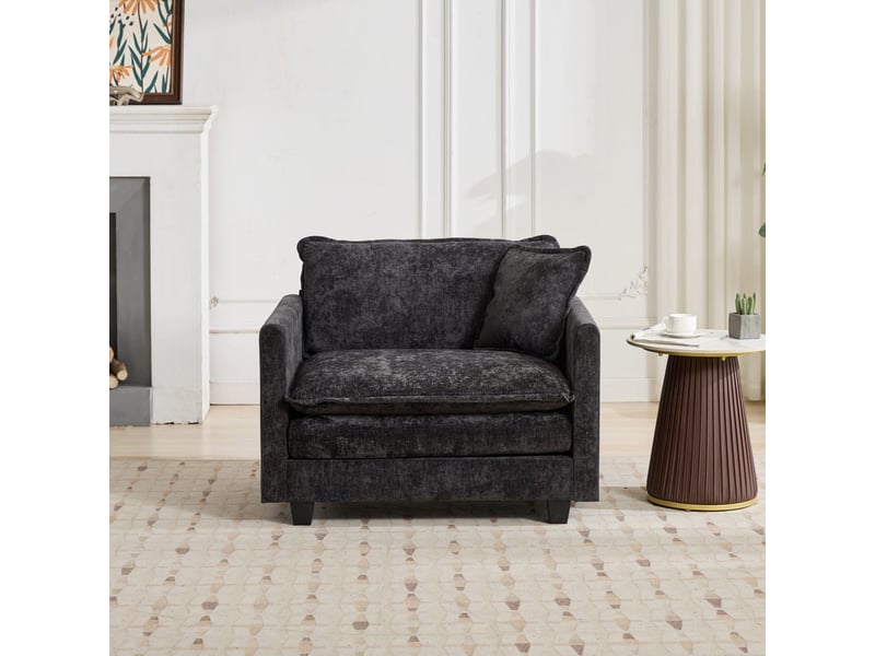  Module de canapé 1 place en chenille noir  - Conforama B