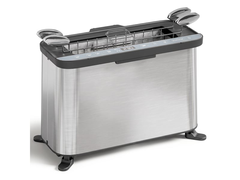  Mini-four électrique 3-en-1 1700 w, grille-pain à fente longue, gril de table 4,9l, écran led, minuterie 60 min, argenté  - Conforama A