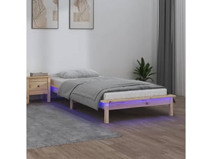 Lit adulte, lit simple, cadre de lit à led sans matelas 100x200cm bois massif cf64