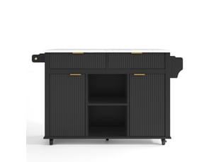Desserte de cuisine 143x45x89,5 cm avec plan rabattable mdf noir et naturel