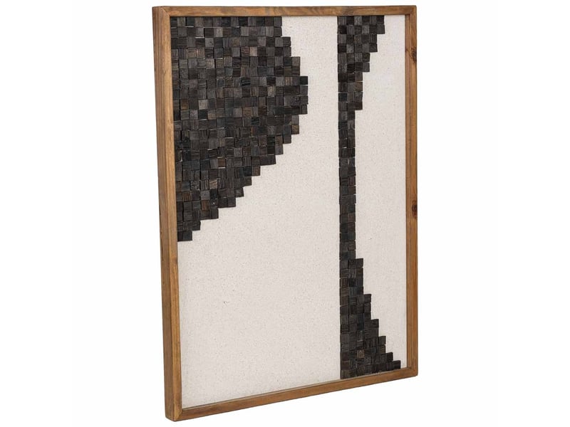 Tableau artisanal en bois recyclé relief beige et noir 62x4x82 cm h  - Conforama A