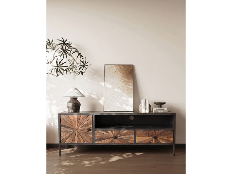  Mandala - meuble tv en bois de manguier massif et métal  - Conforama A
