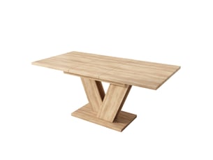 Table à manger extensible, chêne, 140180 × 80 cm, 4-6 personnes, plateau épais, pieds en v