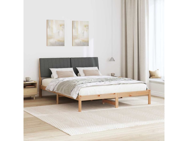  Lit double- lit adulte -  cadre de lit avec tête de lit marron 150 x 200 cm pin massif  - Conforama C