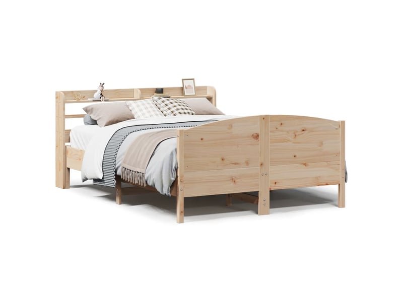 Lit double- lit adulte - cadre de lit sans matelas 150x200 cm bois de pin massif - Conforama A