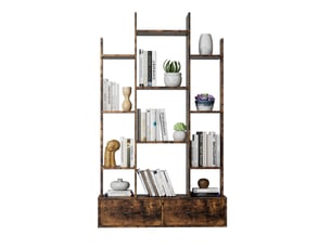 Bibliotheque coloris  marron 12 étagère(s) <strong>FLORAGRACE</strong> <strong></strong> - 86 cm x 140.5 cm