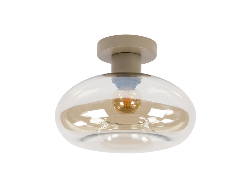  Plafonnier rond 27x20 cm en verre ambré et beige - zilur  - Conforama A
