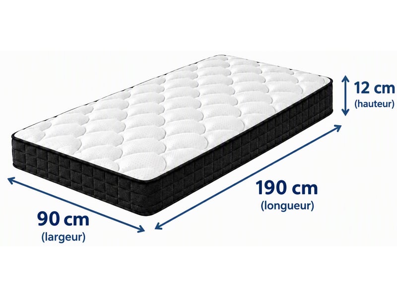  Matelas 90x190 | epaisseur 12cm | haute densité | matelas 1 personne  - Conforama C