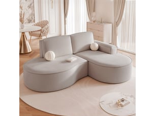 Canapé d'angle droit convertible <strong>IDOHOME</strong> <strong>SOFIA</strong> 3 places Tissu Gris