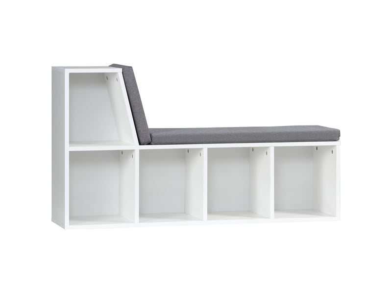  Bibliothèque ouverte moderne à 5 niveaux avec 2 coussins, en bois, 108 x 30 x 60 cm, grise  - Conforama A