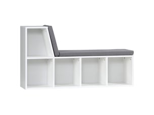 Bibliothèque ouverte moderne à 5 niveaux avec 2 coussins, en bois, 108 x 30 x 60 cm, grise