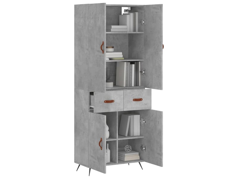  Buffet haut - bahut - meuble de rangement gris béton 69,5x34x180 cm bois d'ingénierie  - Conforama C