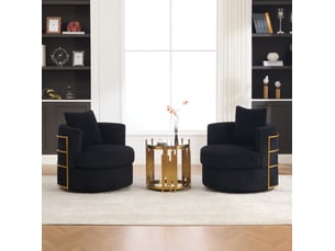 Fauteuil fixe pivotant <strong>HAUSS SPOLE</strong> <strong></strong> Velours côtelé noir vendu Par paire