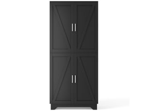 Armoire de cuisine 4 portes avec casier à vin en mdf noir et naturel 80x40x180 cm