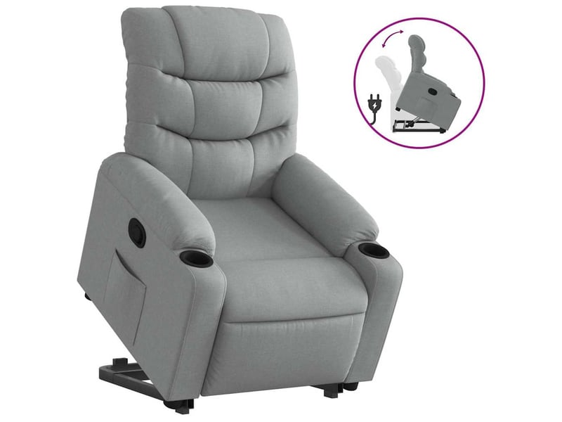  Fauteuil inclinable, fauteuil salon gris clair tissu shl11839  - Conforama A