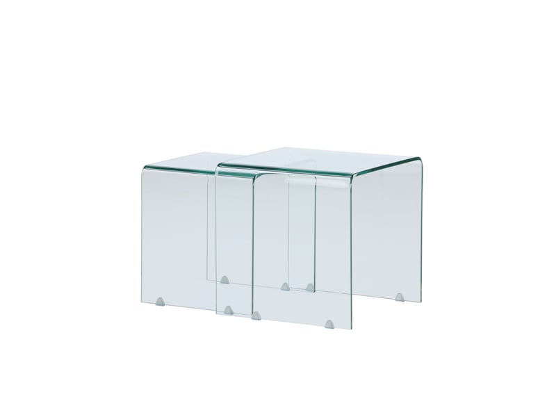 Lot de 2 tables d'appoint en verre telemark 42cm transparent  - Conforama C
