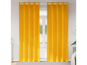 Lot de 2 rideaux, rideaux de fenêtre jaune moutarde 140 x 245 cm velours cf44085