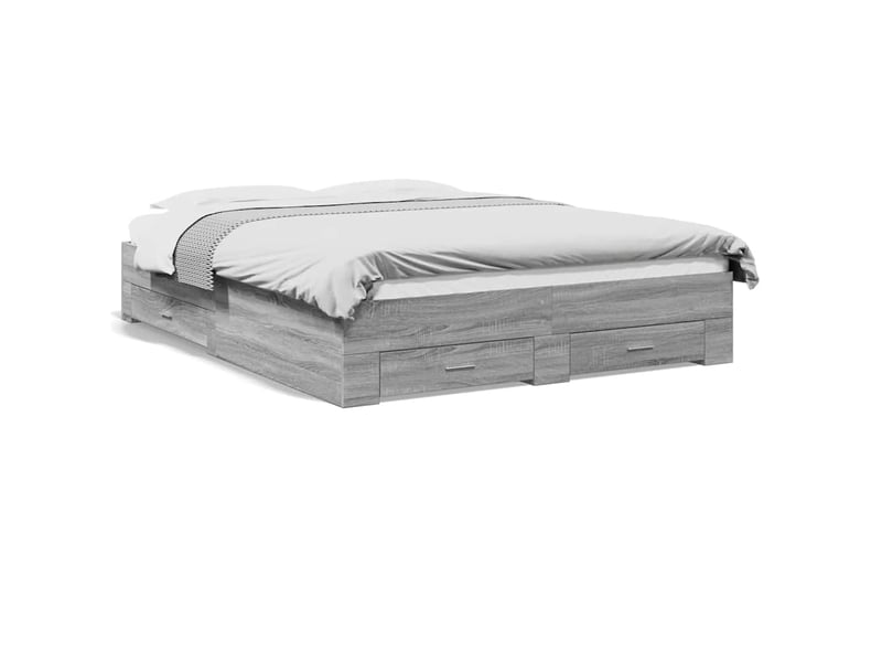  Lit double- lit adulte -  cadre de lit avec tiroirs sans matelas sonoma gris 150x200 cm  - Conforama A