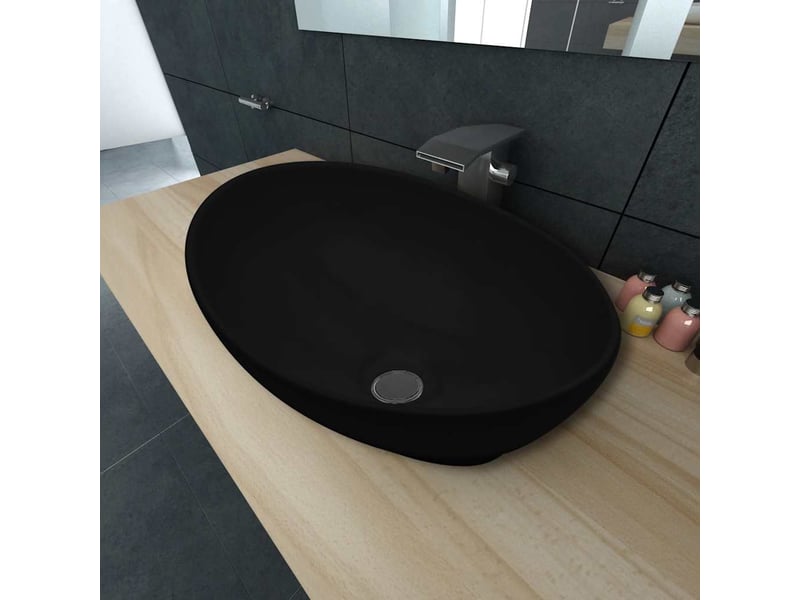  Lavabo de bain, vasque à poser céramique 40 x 33 cm noir cf65639  - Conforama B
