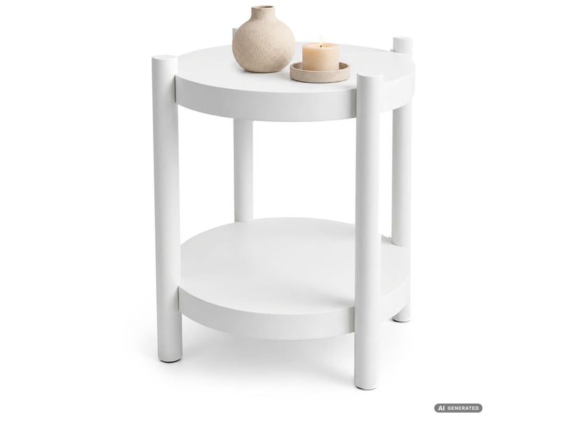  Table basse terra blanche 44,5 cm ronde avec étagère 44,5x44,5x48 cm TERRA - Conforama A