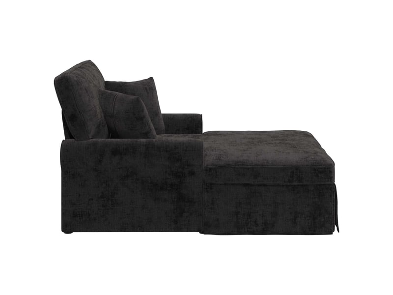  Vidaxl chaise lounge avec jupe avec coussin noir 157 x 91 x 91 cm ares  - Conforama E