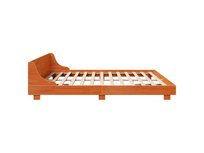  Lit double- lit adulte -  cadre de lit sans matelas  marron 200x200cm bois pin massif  - Conforama D