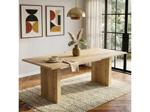 Table à manger extensible 140200 x 90 cm en mdf finition chêne, plateau épais 3 cm, pieds synchronisés, pour 6 à 8 personnes.