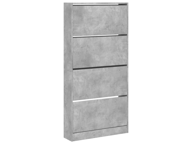  Meuble à chaussure | armoire à chaussures 4 tiroirs rabattables gris béton  - Conforama A