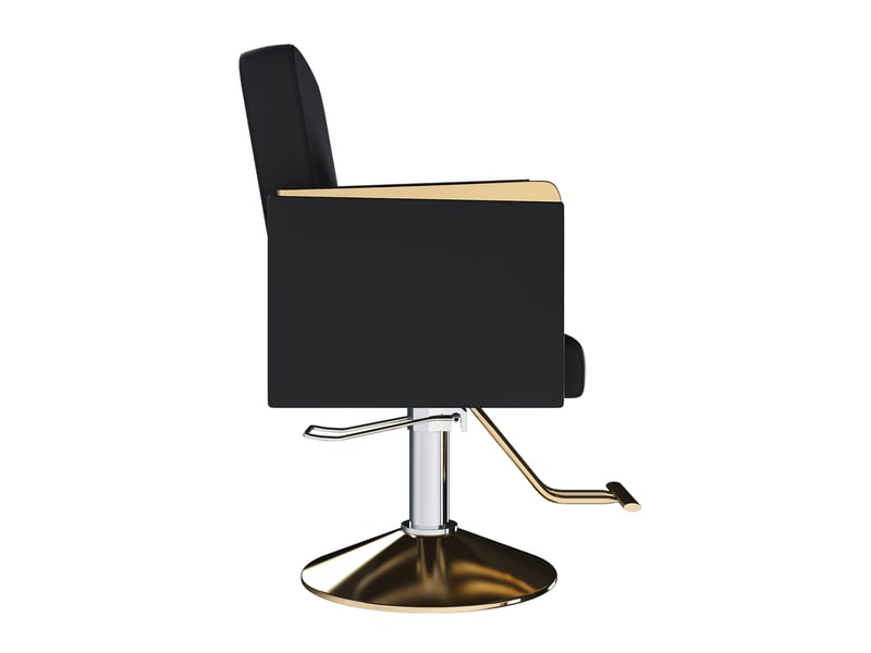  Fauteuil de coiffure hydraulique noir, acier et similicuir, rotation à 360 degrés  - Conforama D