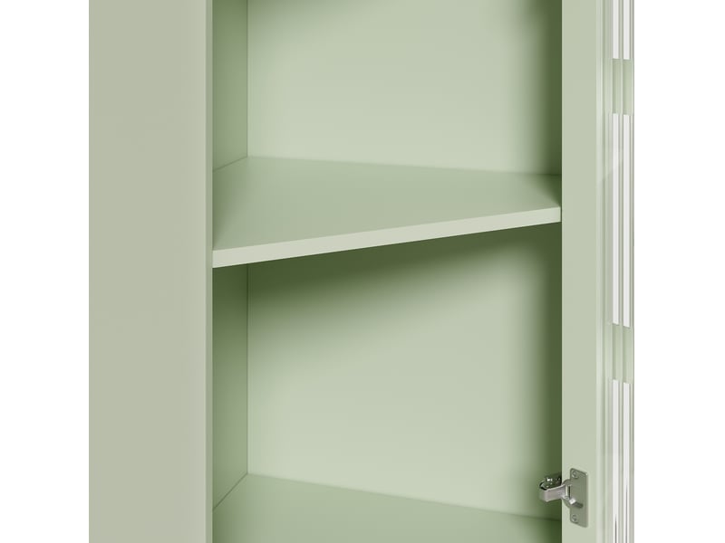  Armoire d'angle 63,5x45x124 cm, gain de place, éclairage led, pour salon, bibliothèque, salle de bains, mdf vert  - Conforama E
