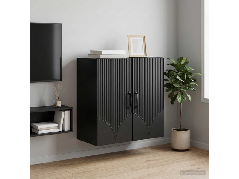  Armoire murale salon, meuble de rangement 59 x 31 x 60 cm bois d'ingénierie noir shl1073  - Conforama B