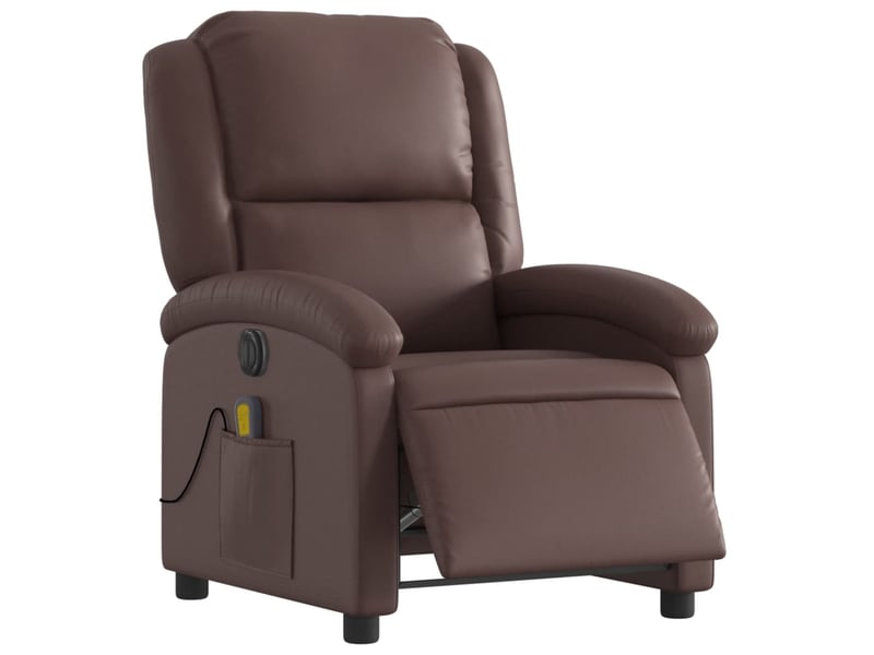  Fauteuil de relaxation tv fonction massage inclinable électrique 6 points de massage en pvc marron dec027204  - Conforama C