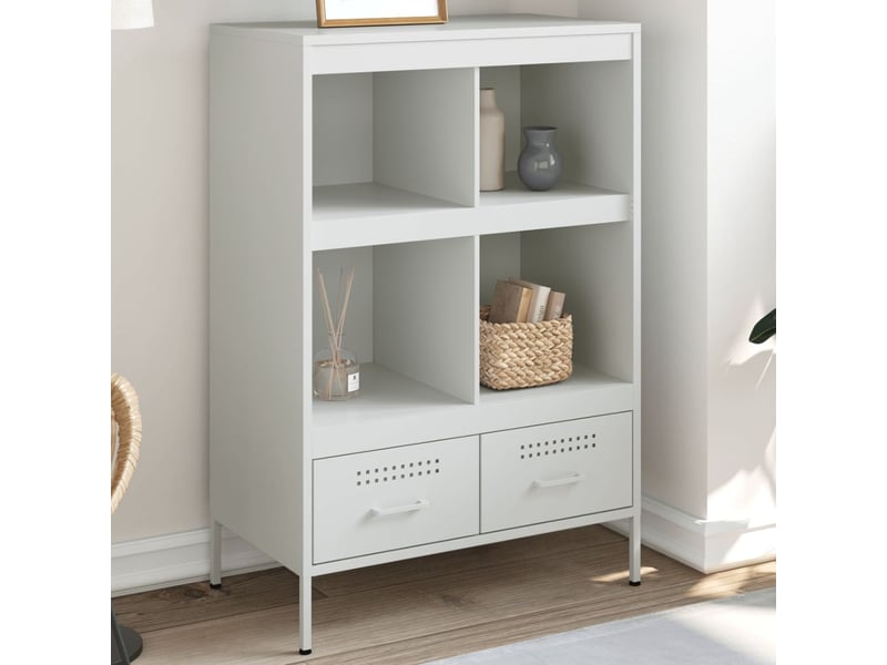  Buffet haut - bahut - meuble de rangement blanc 68x39x101,5 cm acier  - Conforama B