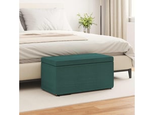 Tabouret bas, ottoman vert foncé 81x41x40 cm tissu et bois stratifié