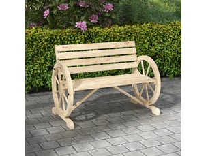 Banc de jardin 2 places avec accoudoirs, style maison de campagne, bois de sapin naturel evryae