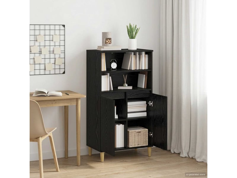  Buffet - haut armoire chêne noir 60 x 36 x 110 cm bois d'ingénierie  - Conforama D