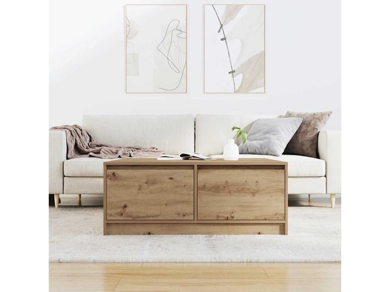  Table basse - table de salon - table à thé avec tiroirs chêne artisanal 100x100x40 cm  - Conforama C