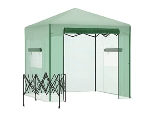 Serre, châssis froid, serre à tomates avec porte et fenêtre enroulables, acier pe, vert foncé, 238 x 178 x 240 cm