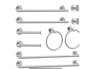 Ensemble de porte serviette en acier inoxydable 10 pièces, accessoires de matériel de