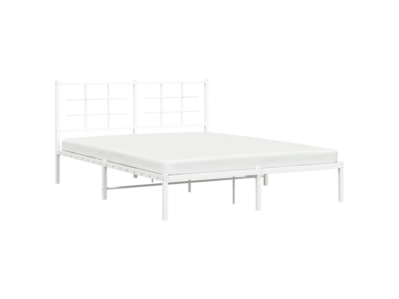  Lit double- lit adulte -  cadre de lit métal sans matelas et tête de lit blanc 160x200 cm  - Conforama C