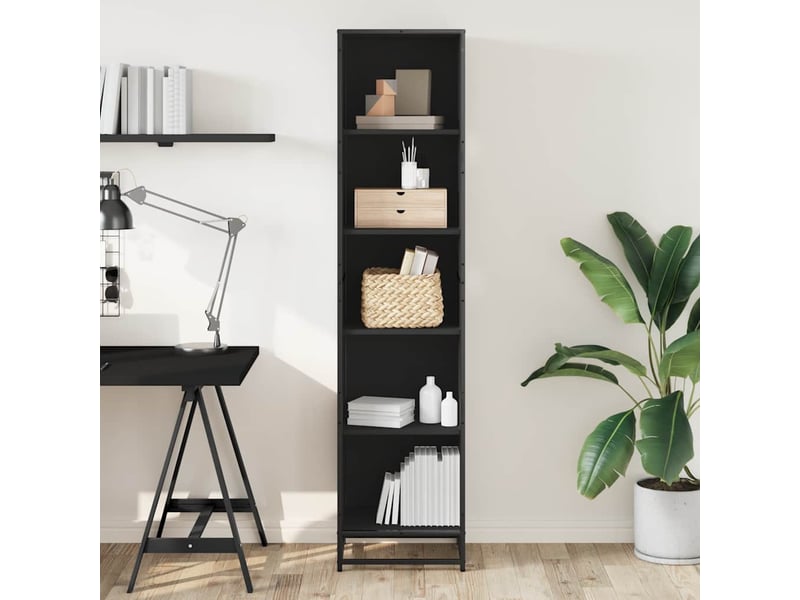  Bibliothèque, meuble de rangement salon noir 40x35x170,5 cm bois d'ingénierie  - Conforama C