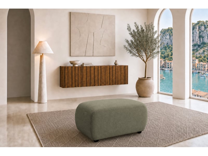  Cassis - pouf en tissu chenille vert 105x57x40  - Conforama B