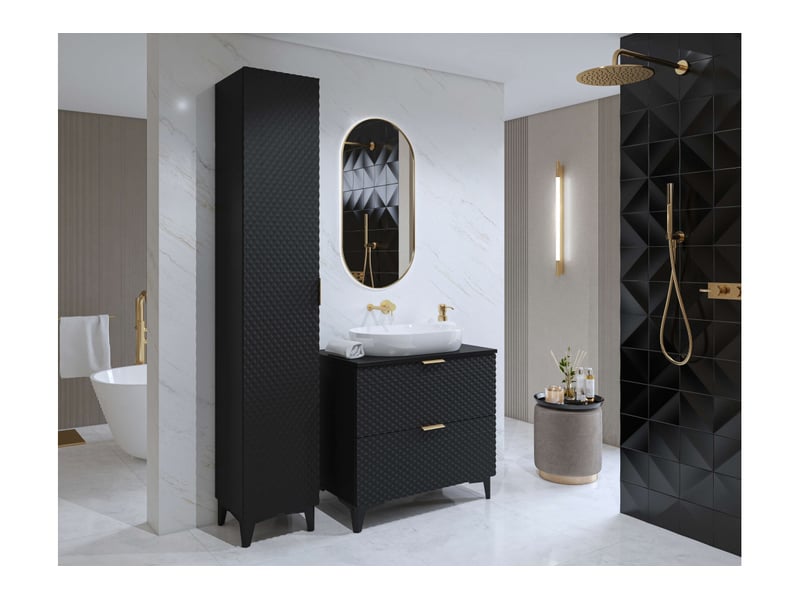  Meuble sous vasque elysia mural 2 tiroirs en panneaux mélaminés - noir ELYSIA - Conforama D