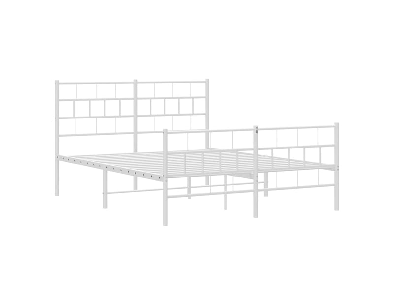  Lit double- lit adulte -  cadre de lit métal sans matelas et pied de lit blanc 150x200 cm  - Conforama D