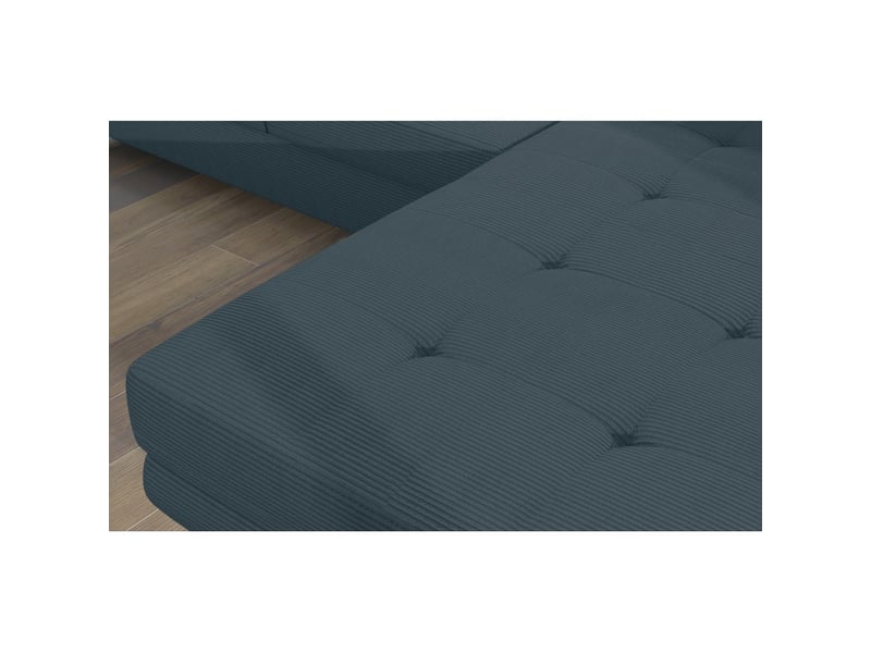  Canapé d'angle convertible amanda bleu vert foncé velours côtelé avec coffre  - Conforama E