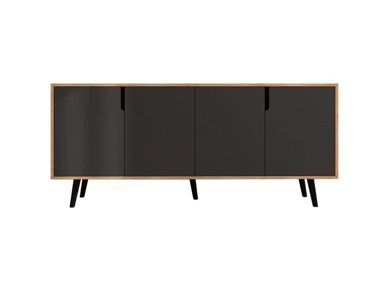  Buffet 4 portes en aggloméré latina modern anthracite et chêne  - Conforama B