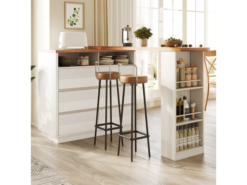  Table de bar blanc - 215 cm mdf  - Conforama D